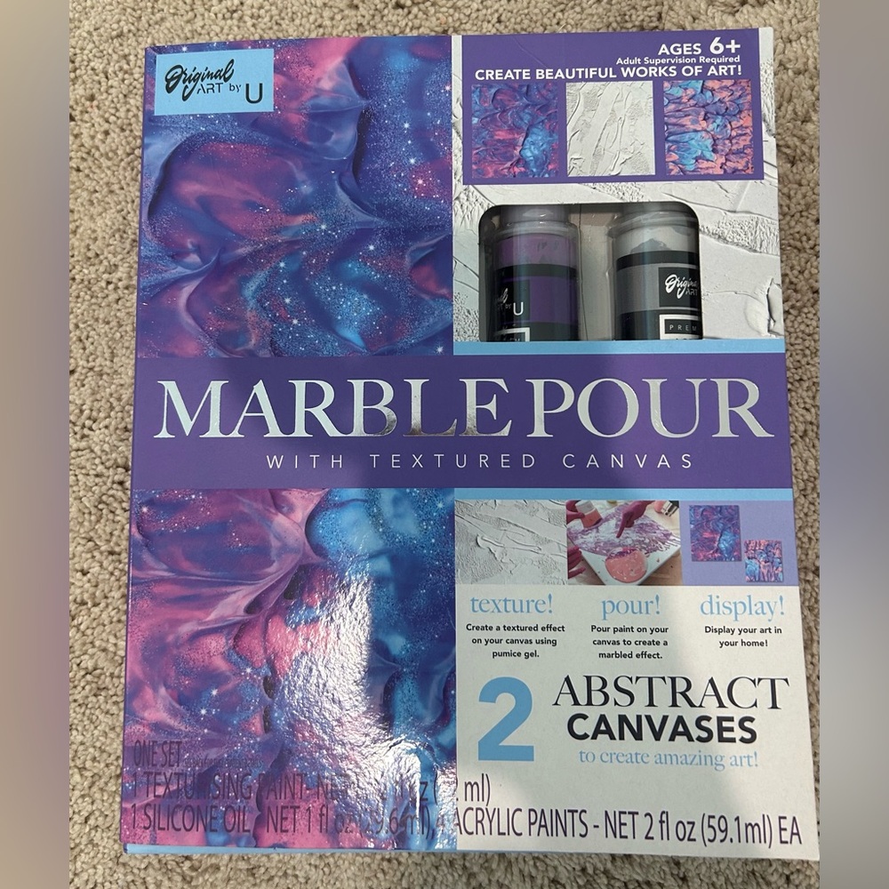 NEVER USED Marble Pour texture Canvas kit